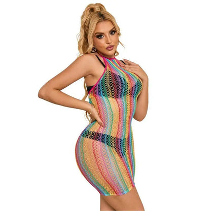 SUBBLIME - 952341 VESTIDO RAINBOW FISHNET TAMANHO ÚNICO - Sexshoptuga 