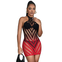 SUBBLIME - 952242 VESTIDO REDE ELSTICA DEGRADADA VERMELHA E PRETA TAMANHO ÚNICO - Sexshoptuga  Sexshoptuga 