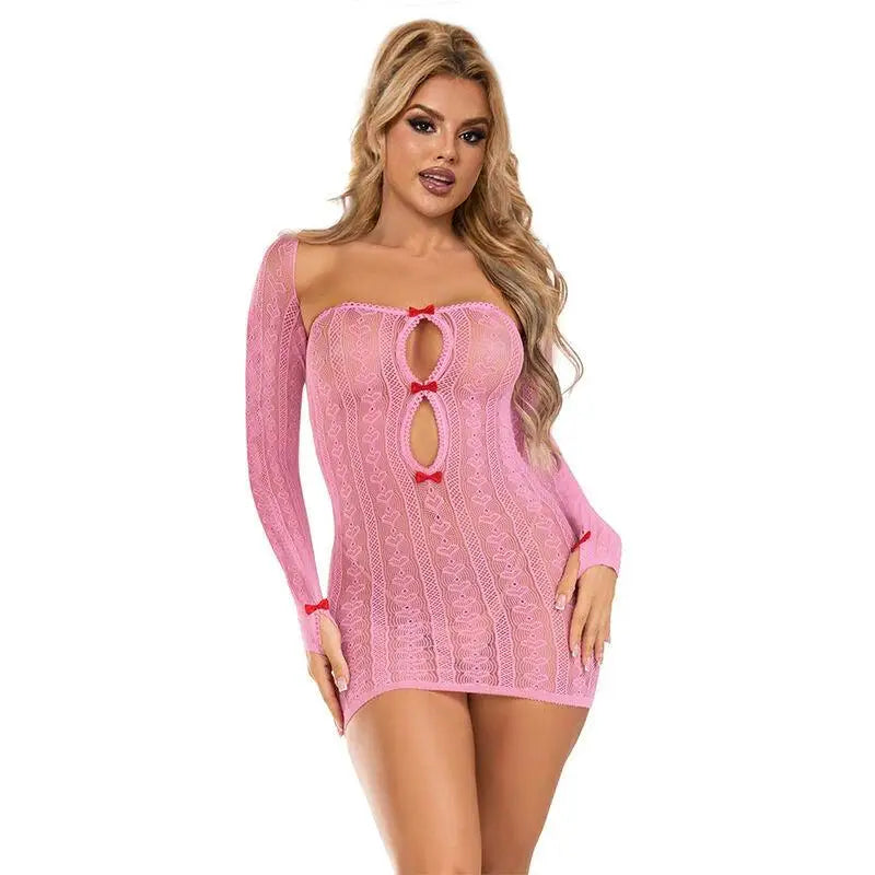 SUBBLIME - 952471 VESTIDO ROSA EM REDE TAMANHO ÚNICO - Sexshoptuga 