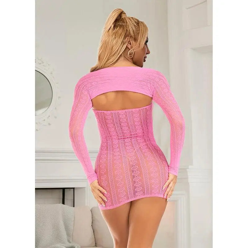 SUBBLIME - 952471 VESTIDO ROSA EM REDE TAMANHO ÚNICO - Sexshoptuga 