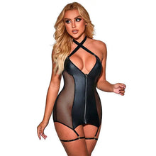 SUBBLIME - 954444 VESTIDO SEXY DE MALHA COURO PRETO S/M - Sexshoptuga  Sexshoptuga 