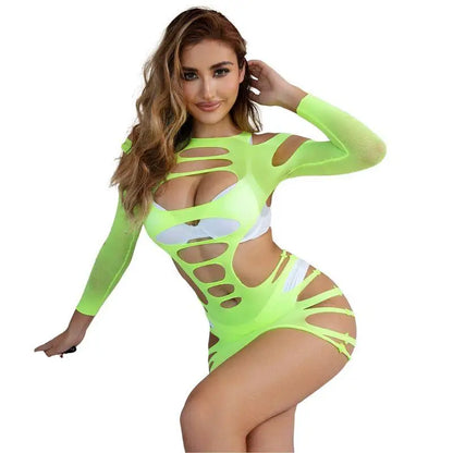 SUBBLIME - 952280 VESTIDO VERDE MANGA LONGA COM REDE ELSTICA TAMANHO ÚNICO - Sexshoptuga 