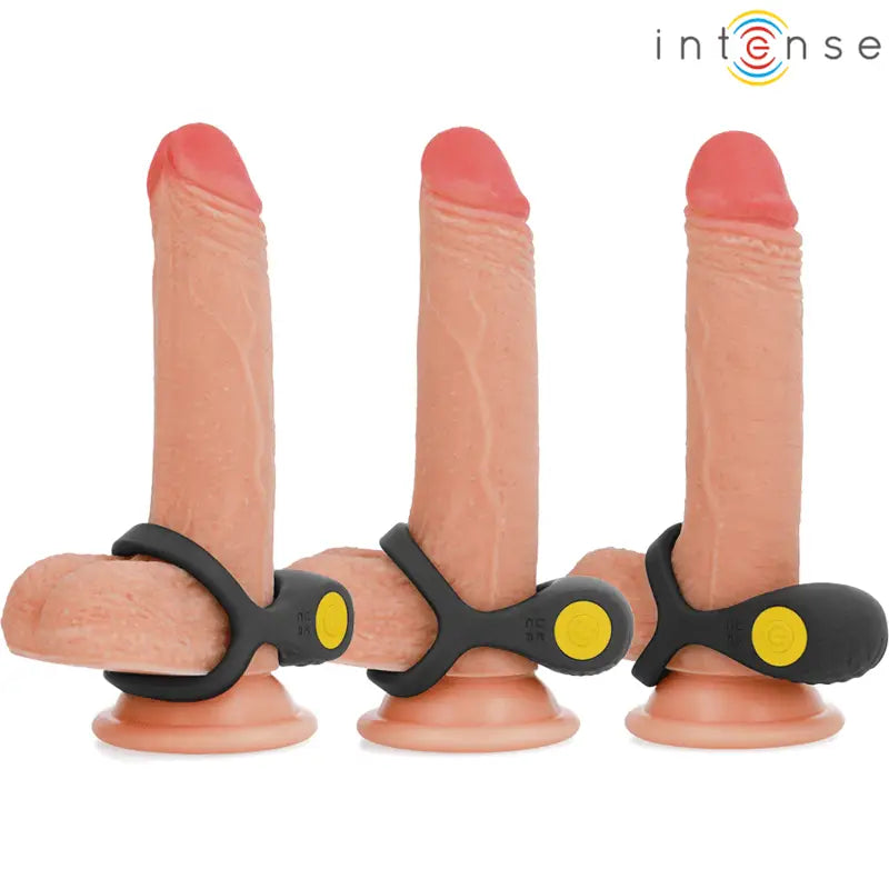 INTENSE - ALEX VIBRADOR ANEL DUPLO PENIS 10 VIBRAÇÕES PRETO - Sexshoptuga 