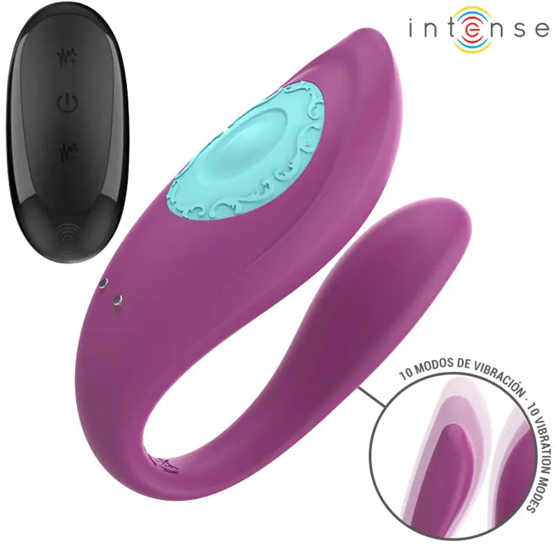 INTENSE - ANNIE VIBRADOR EM FORMA DE U E ESTIMULADOR ROXO CONTROLE REMOTO - Sexshoptuga 