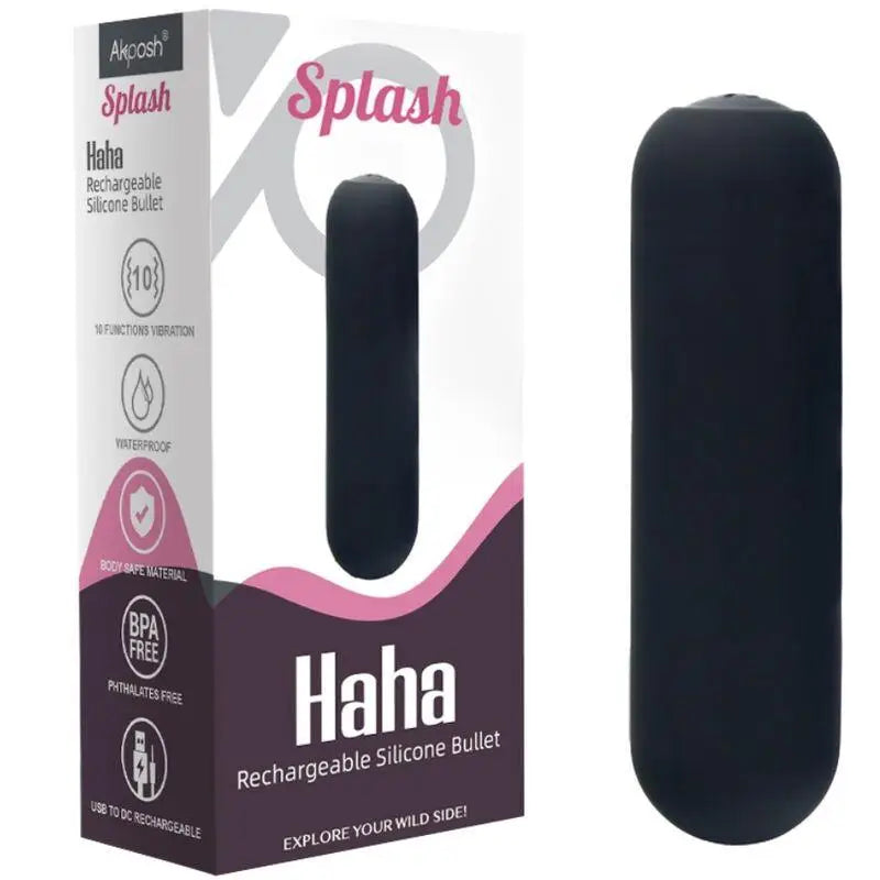 ARMONY - SPLASH HAHA VIBRADOR BALA SILICONE 10 VIBRAÇÕES 75 X 19 CM PRETO - Sexshoptuga 