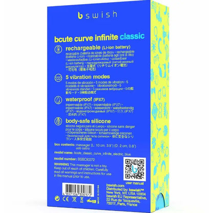 B SWISH - BCUTE CURVE INFINITE CLSSICO RECARREGVEL VIBRADOR AZUL SILICONE - Sexshoptuga 