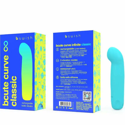 B SWISH - BCUTE CURVE INFINITE CLSSICO RECARREGVEL VIBRADOR AZUL SILICONE - Sexshoptuga 