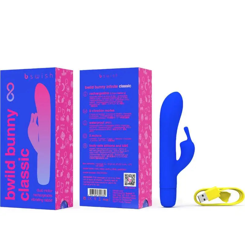 B SWISH - BWILD BUNNY INFINITE CLASSIC RECARREGVEL VIBRADOR AZUL SILICONE - Sexshoptuga 