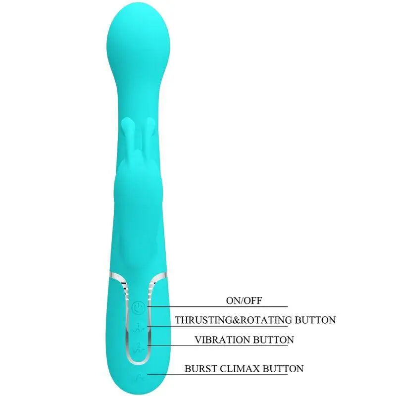 PRETTY LOVE - VIBRADOR COELHO DEJON 3 EM 1 MULTIFUNO AQUA VERDE - Sexshoptuga 