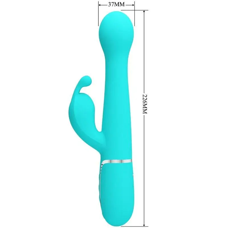 PRETTY LOVE - VIBRADOR COELHO DEJON 3 EM 1 MULTIFUNO AQUA VERDE - Sexshoptuga 