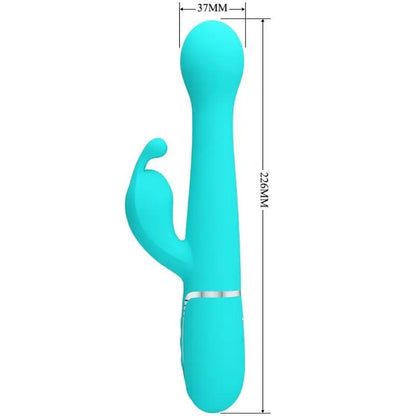 PRETTY LOVE - VIBRADOR COELHO DEJON 3 EM 1 MULTIFUNO AQUA VERDE - Sexshoptuga 