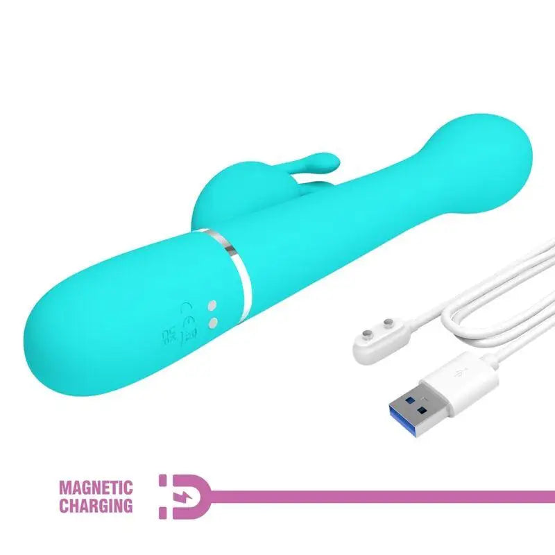 PRETTY LOVE - VIBRADOR COELHO DEJON 3 EM 1 MULTIFUNO AQUA VERDE - Sexshoptuga 