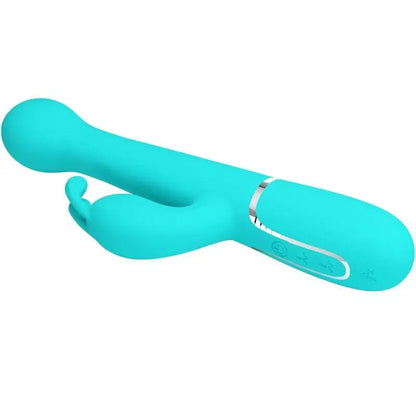 PRETTY LOVE - VIBRADOR COELHO DEJON 3 EM 1 MULTIFUNO AQUA VERDE - Sexshoptuga 