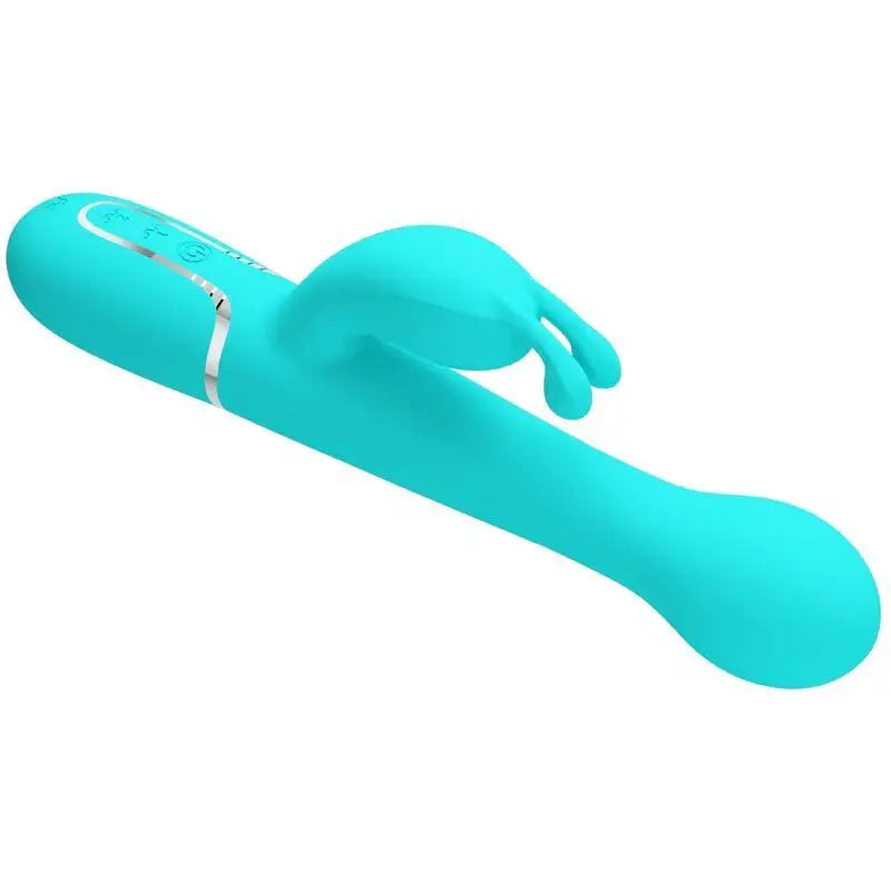 PRETTY LOVE - VIBRADOR COELHO DEJON 3 EM 1 MULTIFUNO AQUA VERDE - Sexshoptuga 