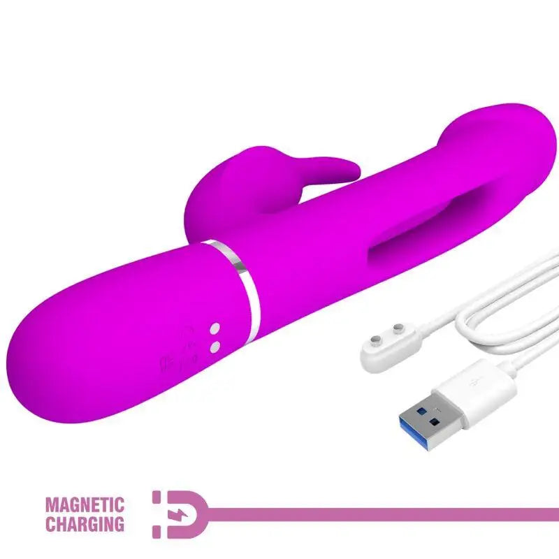 PRETTY LOVE - VIBRADOR COELHO DEJON 3 EM 1 MULTIFUNO FUCSIA - Sexshoptuga 