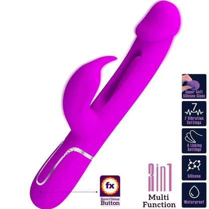 PRETTY LOVE - VIBRADOR COELHO DEJON 3 EM 1 MULTIFUNO FUCSIA - Sexshoptuga 