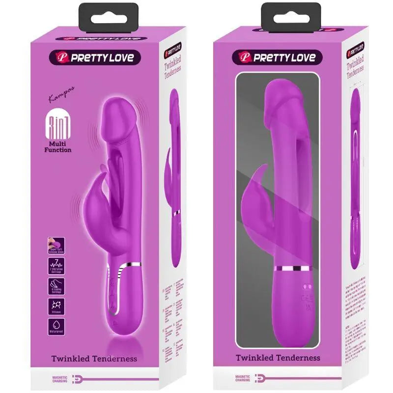 PRETTY LOVE - VIBRADOR COELHO DEJON 3 EM 1 MULTIFUNO FUCSIA - Sexshoptuga 