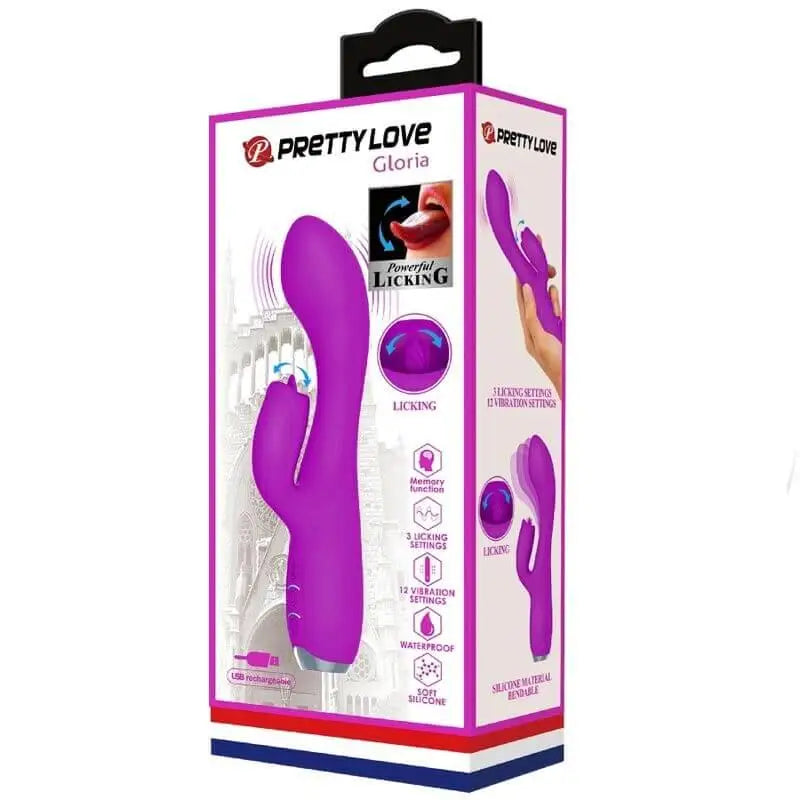 PRETTY LOVE - VIBRADOR DE COELHO RECARREGVEL GLORIA - ROXO IMPERMEVEL - Sexshoptuga 