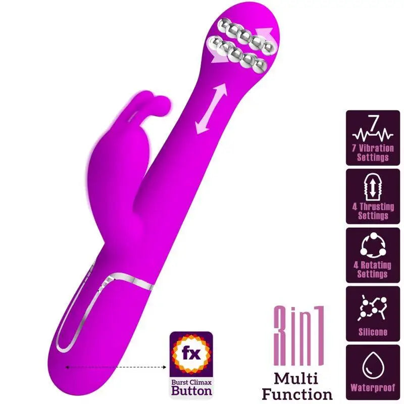 PRETTY LOVE - VIBRADOR DEJON COELHO 3 EM 1 MULTIFUNO VIOLETA - Sexshoptuga 