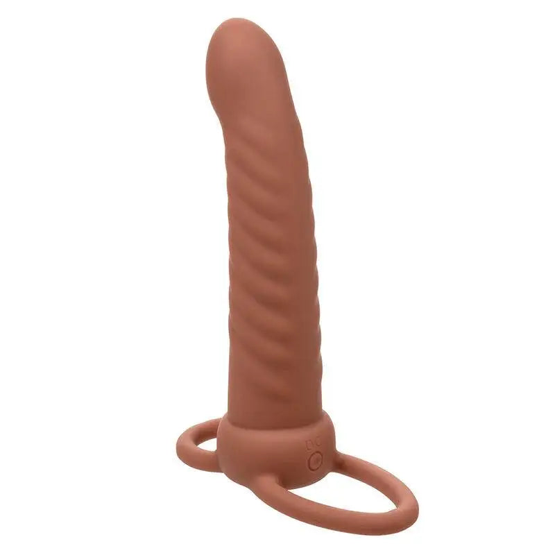 CALEXOTICS - MAXX RIBBED DUAL PENETRATOR 10 VIBRAÇÕES MARROM - Sexshoptuga 