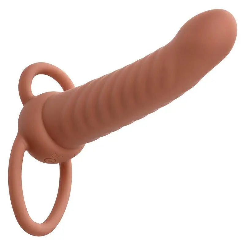 CALEXOTICS - MAXX RIBBED DUAL PENETRATOR 10 VIBRAÇÕES MARROM - Sexshoptuga 