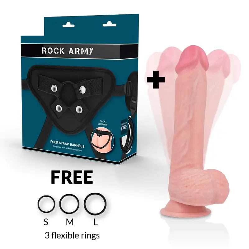 ROCKARMY - ARNÊS + ROTADOR E VIBRADOR HAWK 22 CM -O- 4.6 CM - Sexshoptuga 