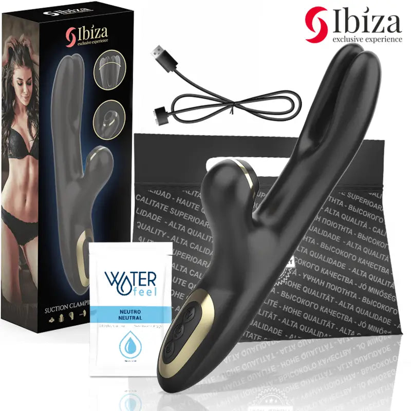 IBIZA - DUPLO VIBRADOR DE FIXAÇÃO PRETO - Sexshoptuga 