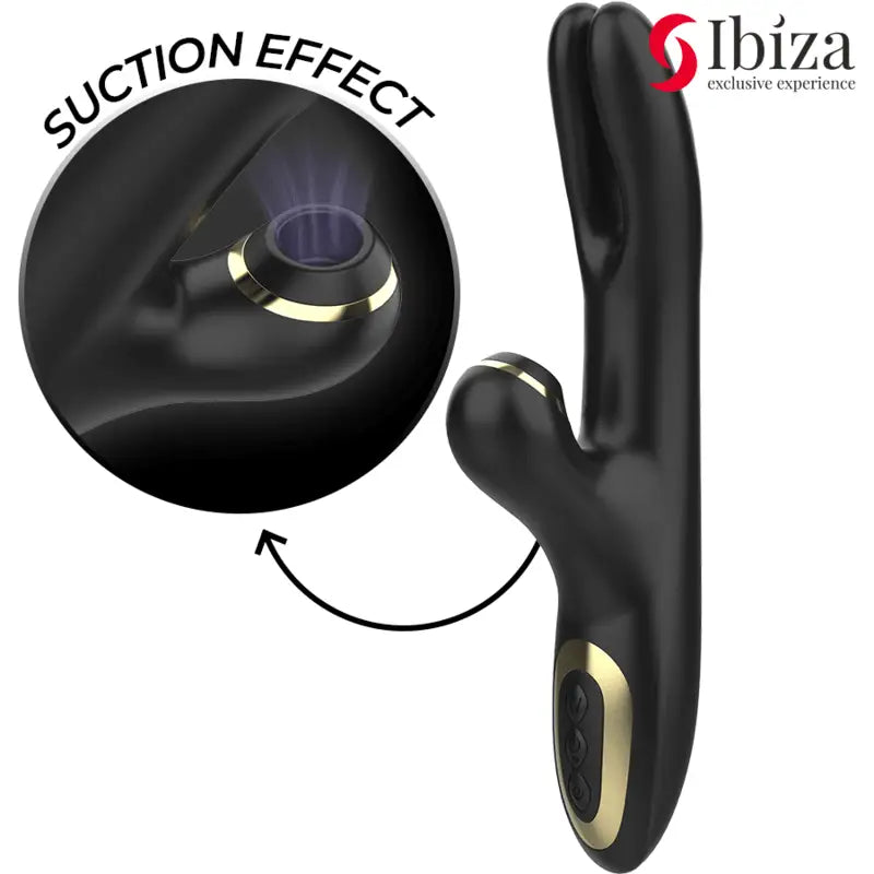 IBIZA - DUPLO VIBRADOR DE FIXAÇÃO PRETO - Sexshoptuga 