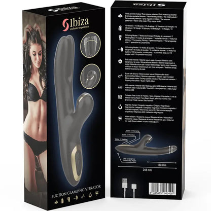 IBIZA - DUPLO VIBRADOR DE FIXAÇÃO PRETO - Sexshoptuga 