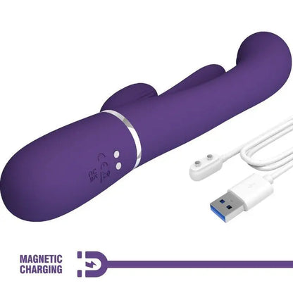 PRETTY LOVE - SHANIA TRIPLE RABBIT VIBRADOR MULTIFUNCIONAL ROXO - Sexshoptuga 