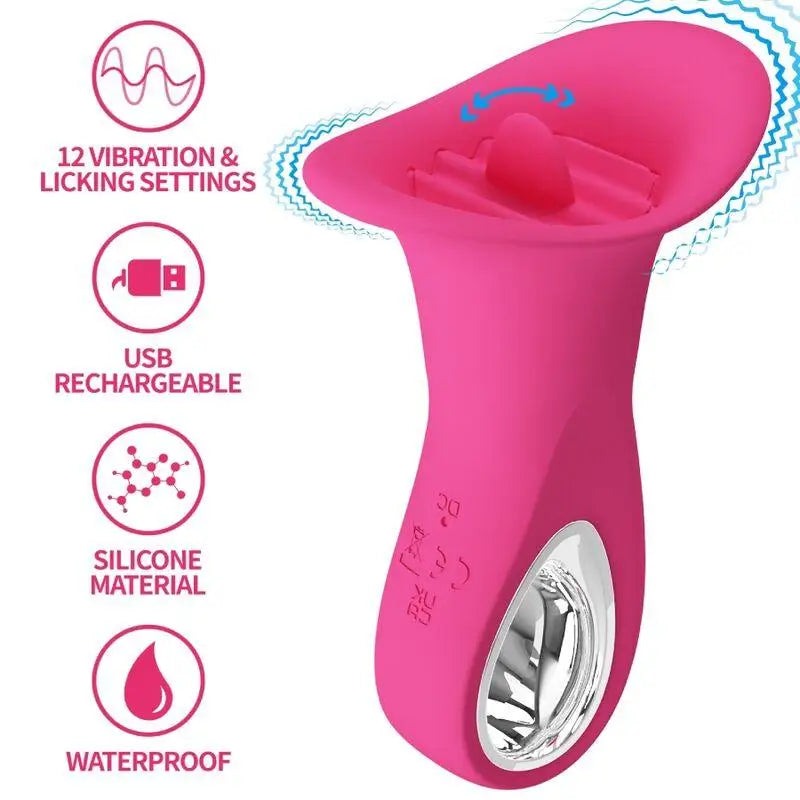 PRETTY LOVE - CLYDE VIBRADOR ORAL LÍNGUA VIBRANTE 12 VIBRAÇÕES ROSA - Sexshoptuga 