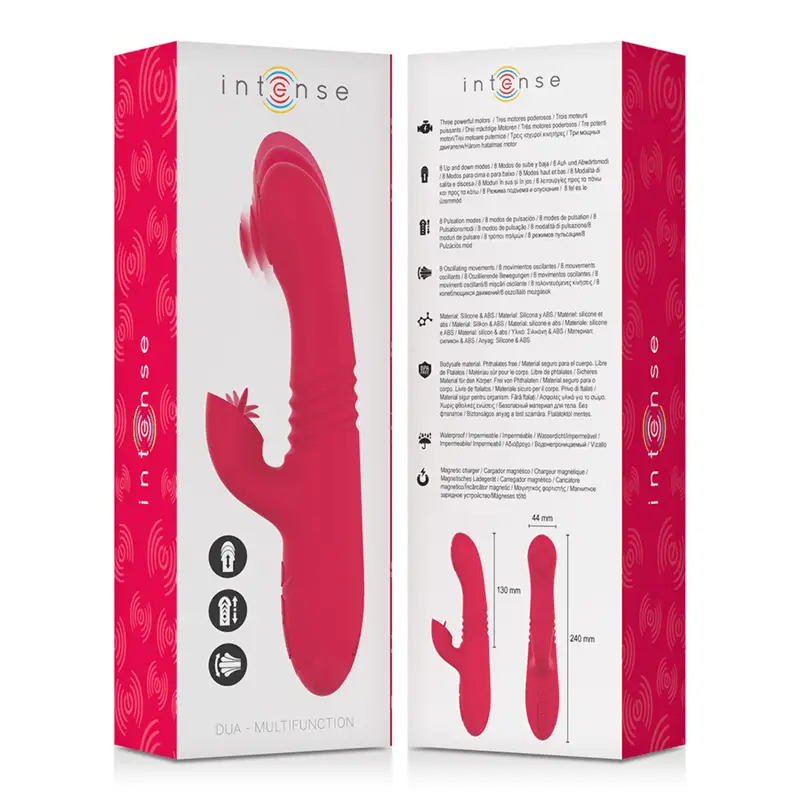 INTENSE - VIBRADOR UP & DOWN RECARREGVEL DUA MULTIFUNO COM LÍNGUA VERMELHA - Sexshoptuga 