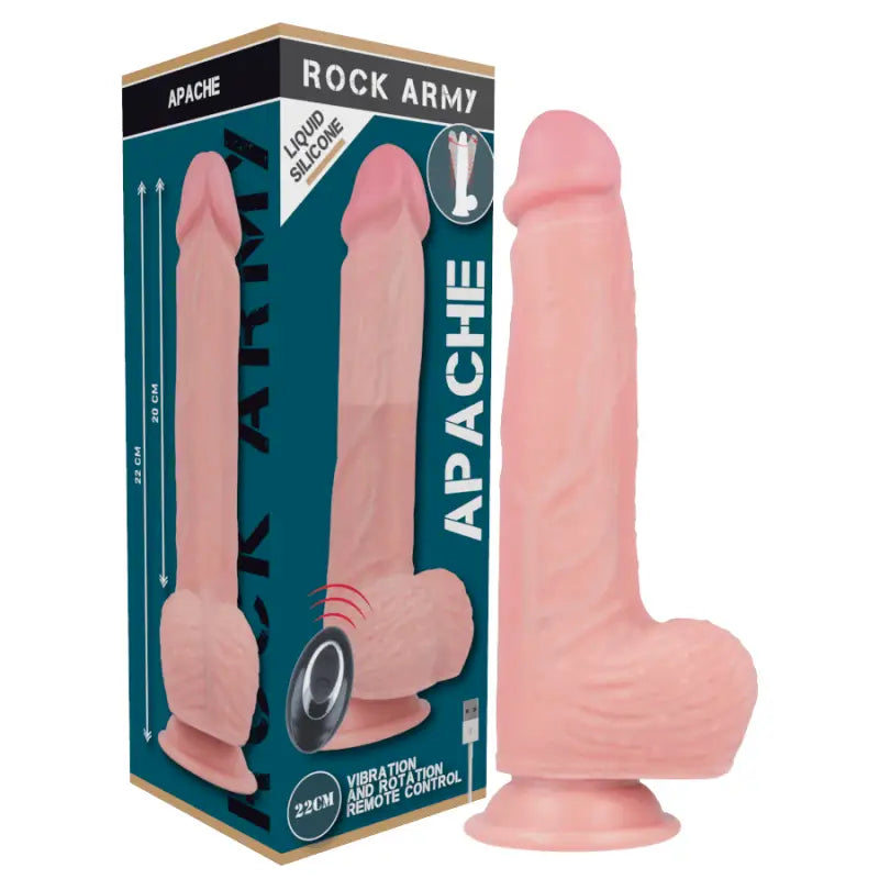 ROCKARMY - VIBRADOR DE SILICONE LÍQUIDO CONTROLE REMOTO PREMIUM APACHE 20.5 CM -O- 4.62 CM - Sexshoptuga 