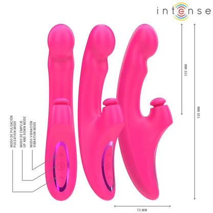 INTENSE - EMI VIBRADOR 13,5 CM MULTIFUNÇÃO 3 EM 1 10 VIBRAÇÕES ROSA - Sexshoptuga 