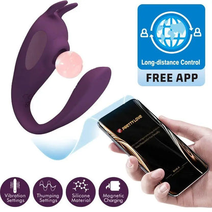 PRETTY LOVE - ESTIMULADOR E VIBRADOR SHEY APLICATIVO GRATUITO LONGA DISTÂNCIA ROXO - Sexshoptuga 