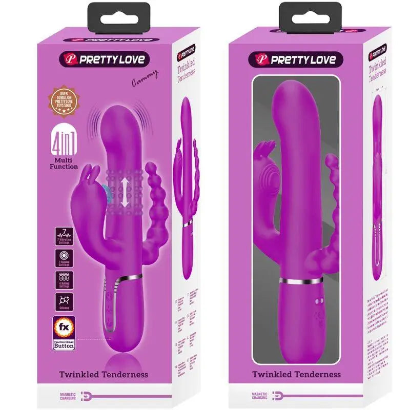 PRETTY LOVE - CAMMY VIBRADOR TRIPLO MULTIFUNCIONAL 4 EM 1 ROSA - Sexshoptuga 