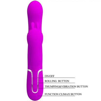 PRETTY LOVE - CAMMY VIBRADOR TRIPLO MULTIFUNCIONAL 4 EM 1 ROSA - Sexshoptuga 