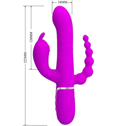 PRETTY LOVE - CAMMY VIBRADOR TRIPLO MULTIFUNCIONAL 4 EM 1 ROSA - Sexshoptuga 