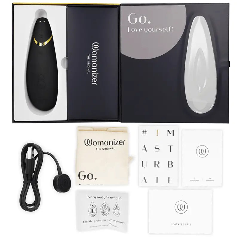 WOMANIZER - PREMIUM 2 ESTIMULADOR CLITORIAL PRETO - Sexshoptuga 